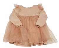 Ružové pletené šaty s tylovou sukní H&M