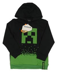 Nové - černo-zelená mikina s Minecraft a kapucí 