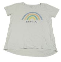 Bílé tričko s duhou Yigga