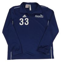 Tmavomodrá športová funkčná mikina s logom a číslom Adidas