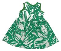 Zeleno-biele šaty s kvetinami