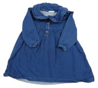 Tmavomodré teplákové šaty riflového vzhledu s golierom F&F