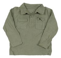 Khaki žebrované polo triko s kapsami Nutmeg