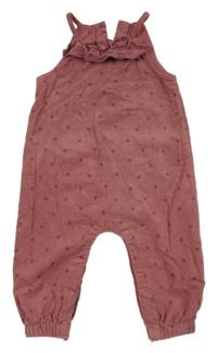 Starorůžový puntíkatý manšestrový podšitý kalhotový overal Mothercare