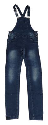 Tmavomodré skinny laclové rifle s kapsou Page one young
