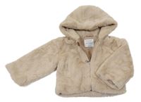Béžový kožešinový podšitý kabátek s kapucňou Primark