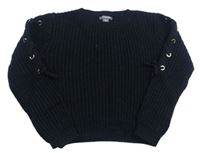 Čierny sveter so šnurovaním Primark