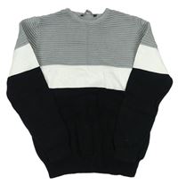 Sivo-bielo-čierny sveter s žebrováním George