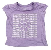 Lila tričko s nápismi a kvetinou Primark