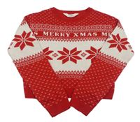 Červeno-biely crop sveter s norským vzorom H&M