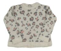 Bielo-sivo-ružový chlpatý sveter s leopardím vzorom V by Very