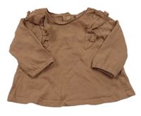 Hnědé triko s volánky Next