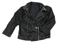 Čierny koženkový krivák s perlami