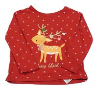 Červené triko s vločkami s sobem Primark