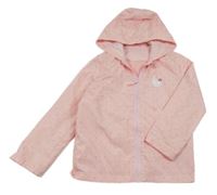 Světlerůžová puntíkatá šusťáková jarní bunda s králíčky a kapucí George