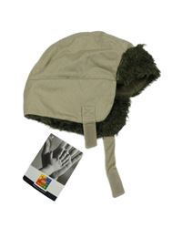 Nové - Béžovo-khaki plátěná beranice s kožešinou - Lego