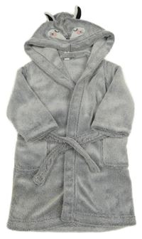 Světlešedý plyšový župan s kapucí a čumákem C&A