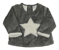 Sivo-biela zamatová mikina s hviezdou