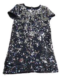Černo-stříbrno-barevné třpytivé šaty s flitry Primark