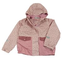 Růžová šusťáková jarní bunda s hvězdami a kapucí Impidimpi