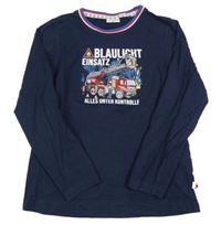 Tmavomodré triko s hasiči 