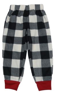 Černo-bílo-červené kostkované fleecové pyžamové kalhoty 