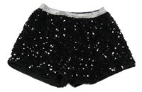 Čierne zamatové kraťasy s flitrami Shein
