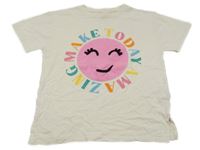 Béžové tričko so smajlíkom Zara