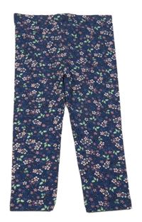 Tmavomodré kvetované legíny Tu