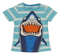 Světlemodro-bílé pruhované tričko se žralokem C&A