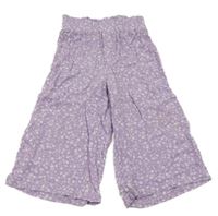 Lila-biele kvetované culottes nohavice