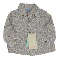 Nové - Bílo-modro-oranžová vzorovaná košile se zvířátky Monsoon