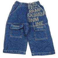 Tmavomodré 3/4 cargo rifle s nápismi