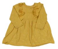 Horčicové bodkovaná é pletené šaty s volánikmi H&M