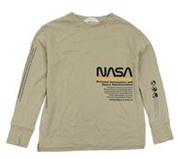 Béžové tričko s nápisy - NASA H&M