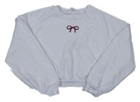 Biela crop mikina s mašlou H&M