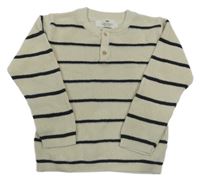 Béžovo-antracitový pruhovaný sveter H&M