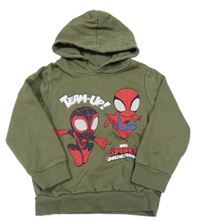 Khaki mikina se Spidermany a kapucí C&A