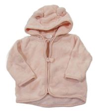 Ružová plyšová prepínaci mikina so srdiečkami a kapucňou H&M