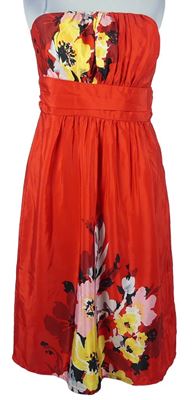 Dámské červené květované šaty bez ramínek George