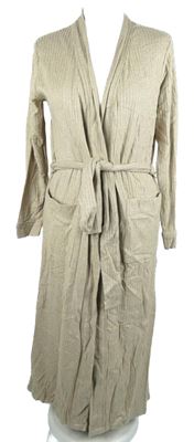 Dámský béžový žebrovaný pletený župan s páskem M&S