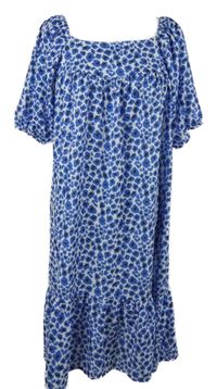 Dámské modro-černo-bílé vzorované šaty 