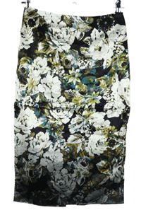 Dámska čierno-biela kvetovaná púzdrová sukňa Miss Selfridge