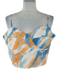 Dámsky modro-oranžový vzorovaný crop top