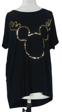 Dámske čierne voľné é tričko s Mickeym z flitrů F&F