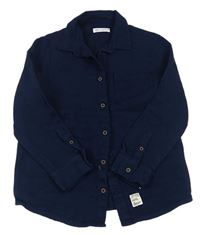 Tmavomodrá rebrovaná košeľová bunda Zara