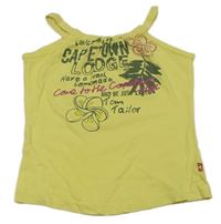 Žlutý crop top s nápisem a kytičkami Tom Tailor
