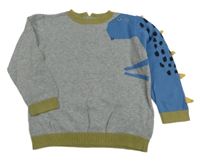 Sivo-modrý sveter s dinosaurom Mothercare