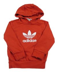 Červená mikina s logem a kapucí Adidas