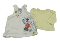 2set- bílé teplákové šaty s Minnie+ žluté triko Disney